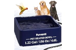 LAMLINGO Heated Water Bowl for Dog Cat,1.22 Gallon,Outdoor Waterproof Heated Pet Water Dish with 79" Chew Resistant Cord for Rabbit, Chicken, Duck, Squirrel (Navy Blue)