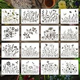 16 Pieces Wildflower Stencils for Painting, Reusable Small Spring Wild Flower Stencils Wall Stencils, DIY Small Drawing Template Stencil for Painting on Wood Wall Canvas Home Decor(5x6Inch)
