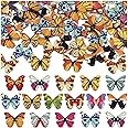 200Pcs Wooden Butterfly Buttons Bulk - 1 Inch Decorative Butterfly Buttons with 2 Holes for Craft DIY Sewing