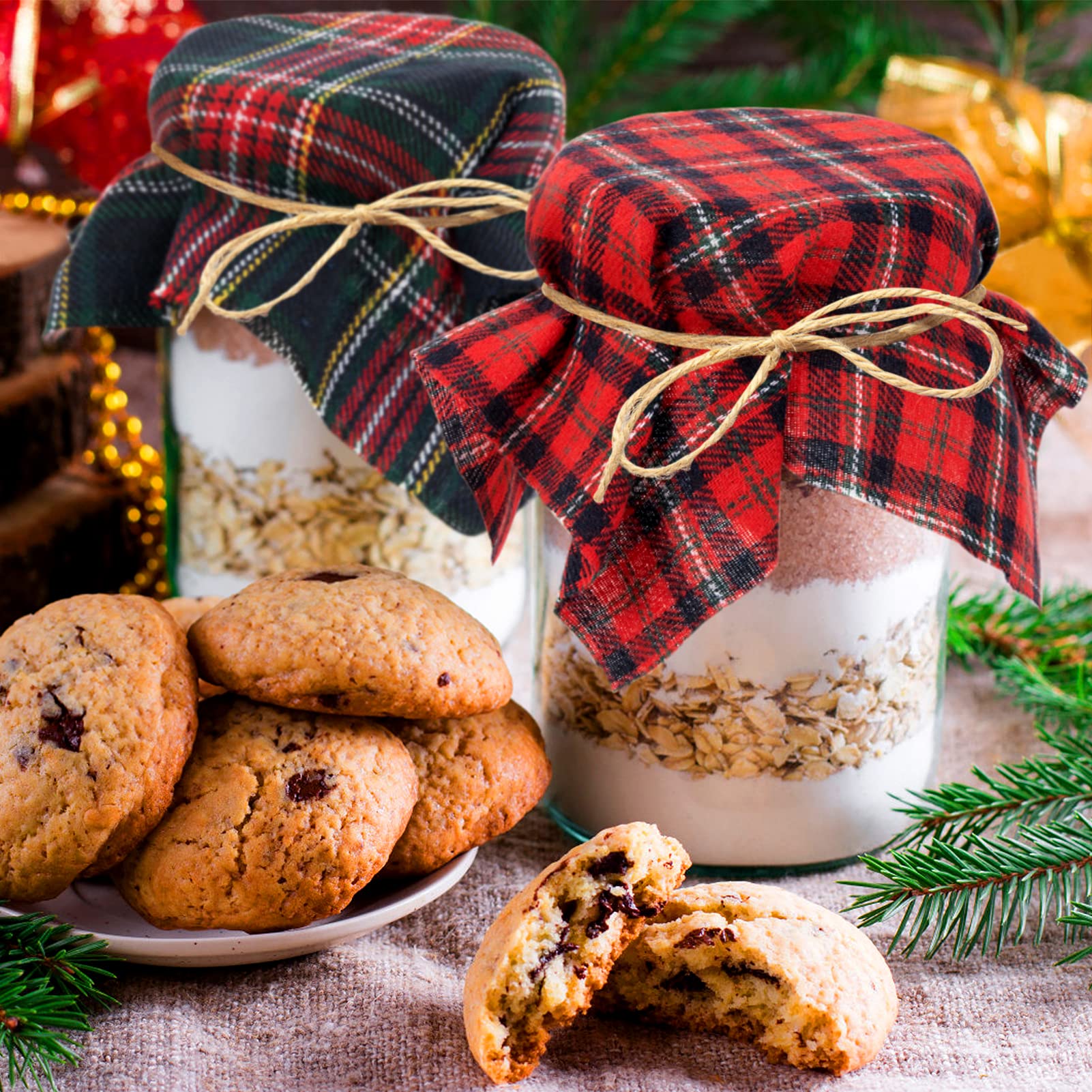 30pcs Christmas Plaid Cotton Fabric- 10 x 10inch Xmas Quilting Fabric Squares in 10 Styles Christmas Fat Quarters Fabric DIY Fabric Supplies for DIY Sewing Quilting Patchwork Homemade Crafts Presents