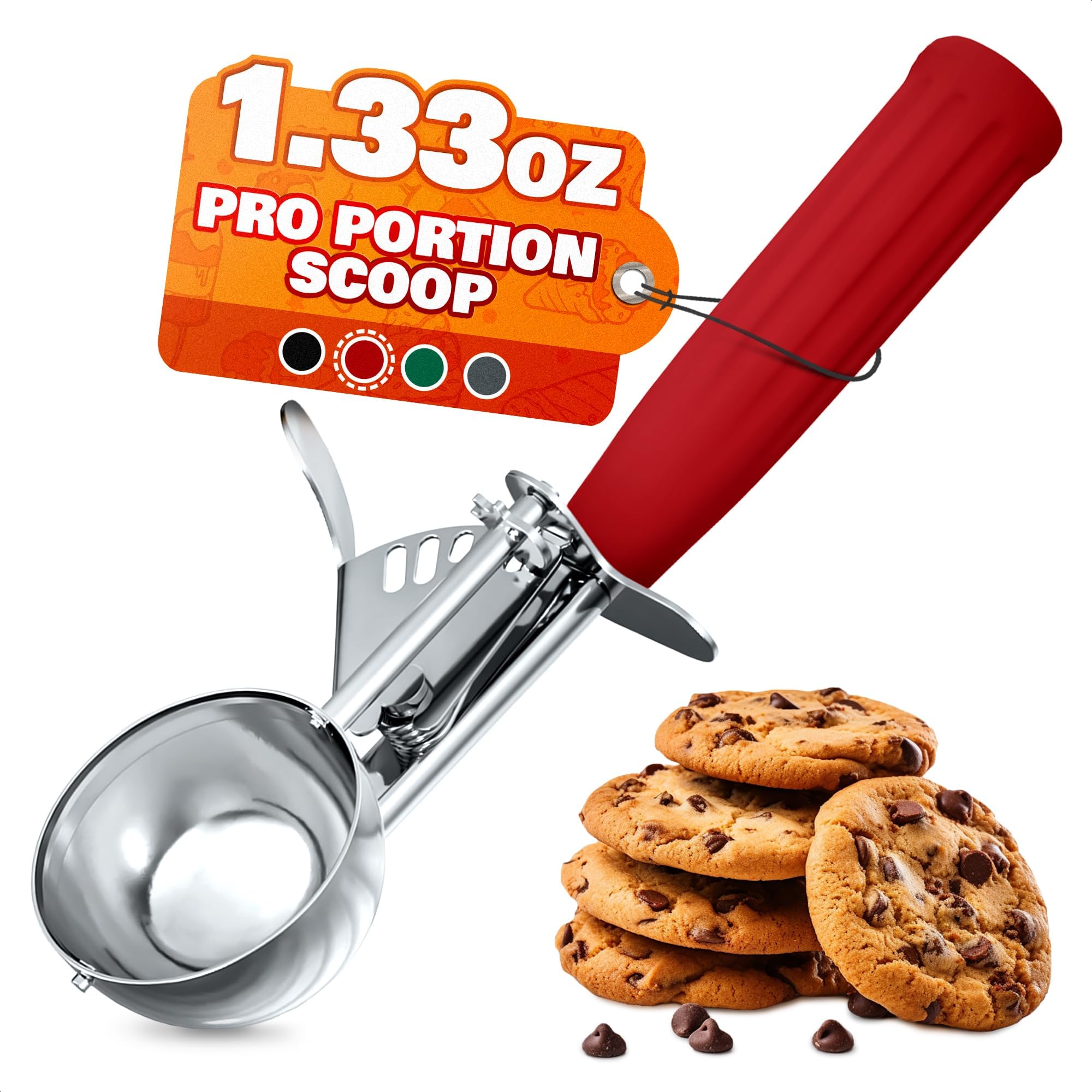 Photo 1 of 1.33oz Ice Cream Scoop with Trigger #24 - Stainless Steel Ice Cream Scooper for Gelato, Cookie Dough, Meatballs - Easy Portion Control, Comfortable Non-Slip Handle, Dishwasher Safe, Rust Resistant