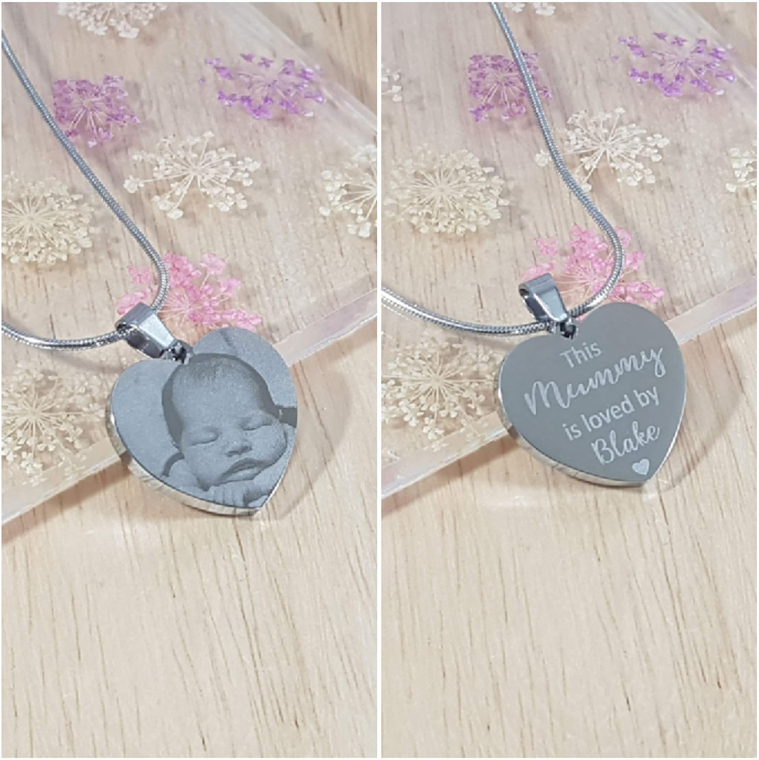 Birthday Gift, Womens Necklace Personalised Heart Pendant, Necklace - Perfect Gift for Valentines Day, Mothers Day, Birthdays or to remember a lost loved one - Double sided engraving, free gift bag