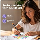 Zenacolor 20 Fabric Markers Set - Non Toxic Fine Point Textile Pens view 6