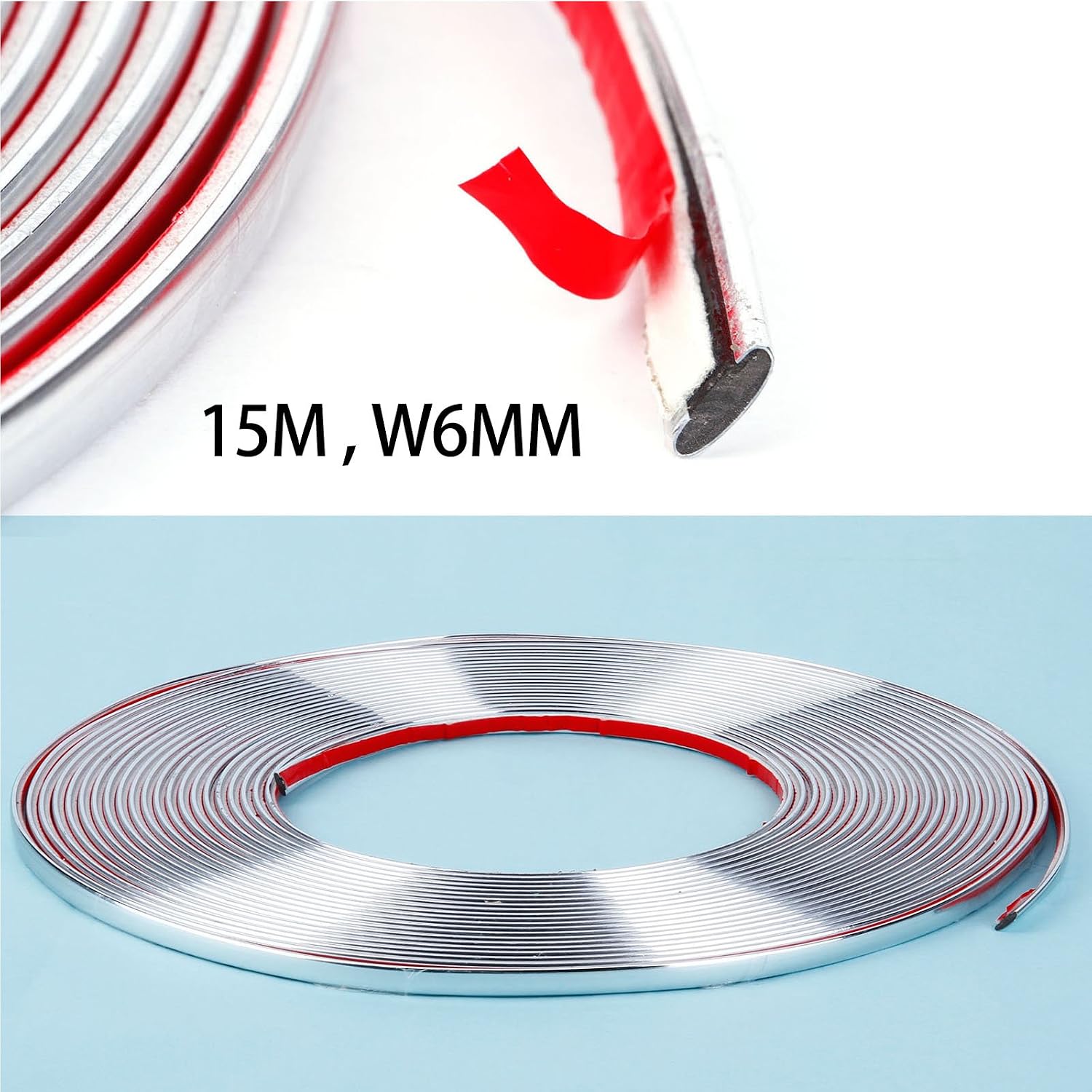 MASO Car Chrome Styling Decoration Moulding Trim Strip Self Adhesive 6mm x 15M Silver - Image 4