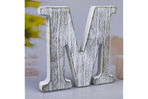 WOODOUNAI 8 Inch Wood Letters Unfinished Rustic Wood Letters for Wall Decor Decorative Standing Letters Slices Sign Board Decoration for Craft Home Party Projects (M)