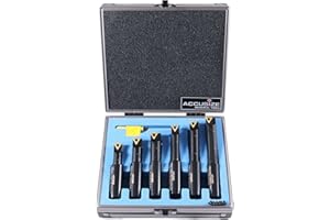 Accusize Industrial Tools 6 Pc 5/8'' Round Shank Indexable Boring Bar Set with Tcmt Carbide Inserts, 90 Degree, 2627-9106