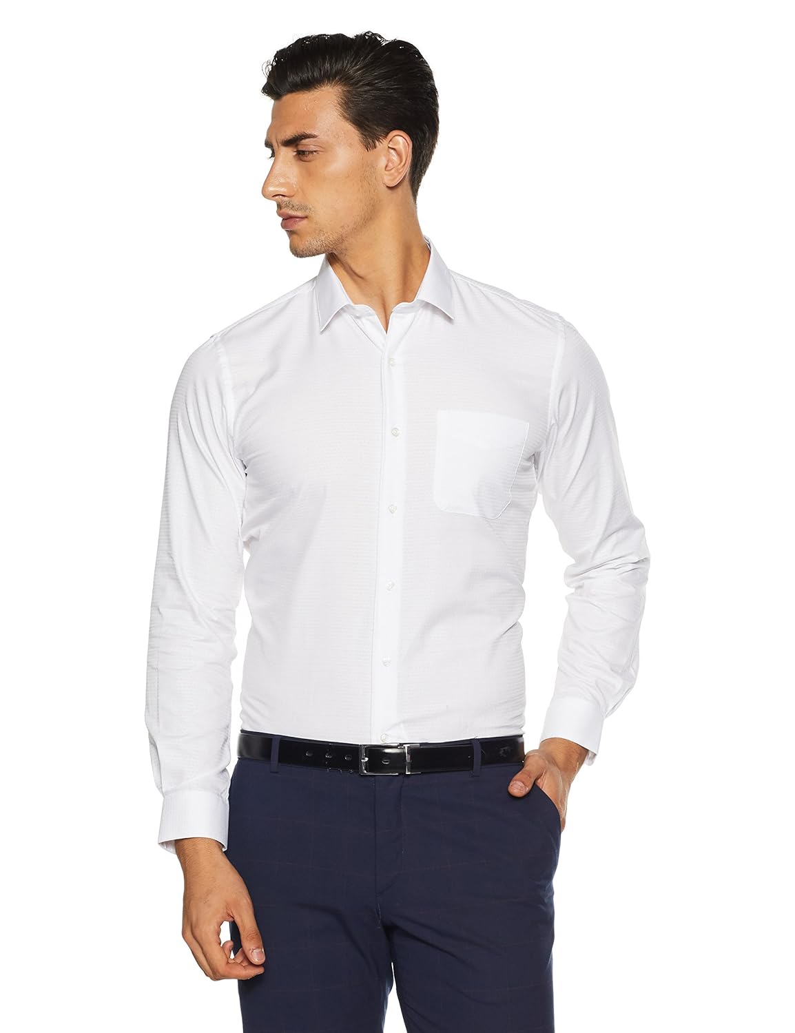 peter england men's plain slim fit formal shirt