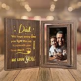 EYITUPC Dad Picture Frame with Light – Rotating Wooden Father Picture Frame for Two 4x6 Photos – Vintage Brown Dad Gift for Birthday, Fathers Day from Kids or Daughter