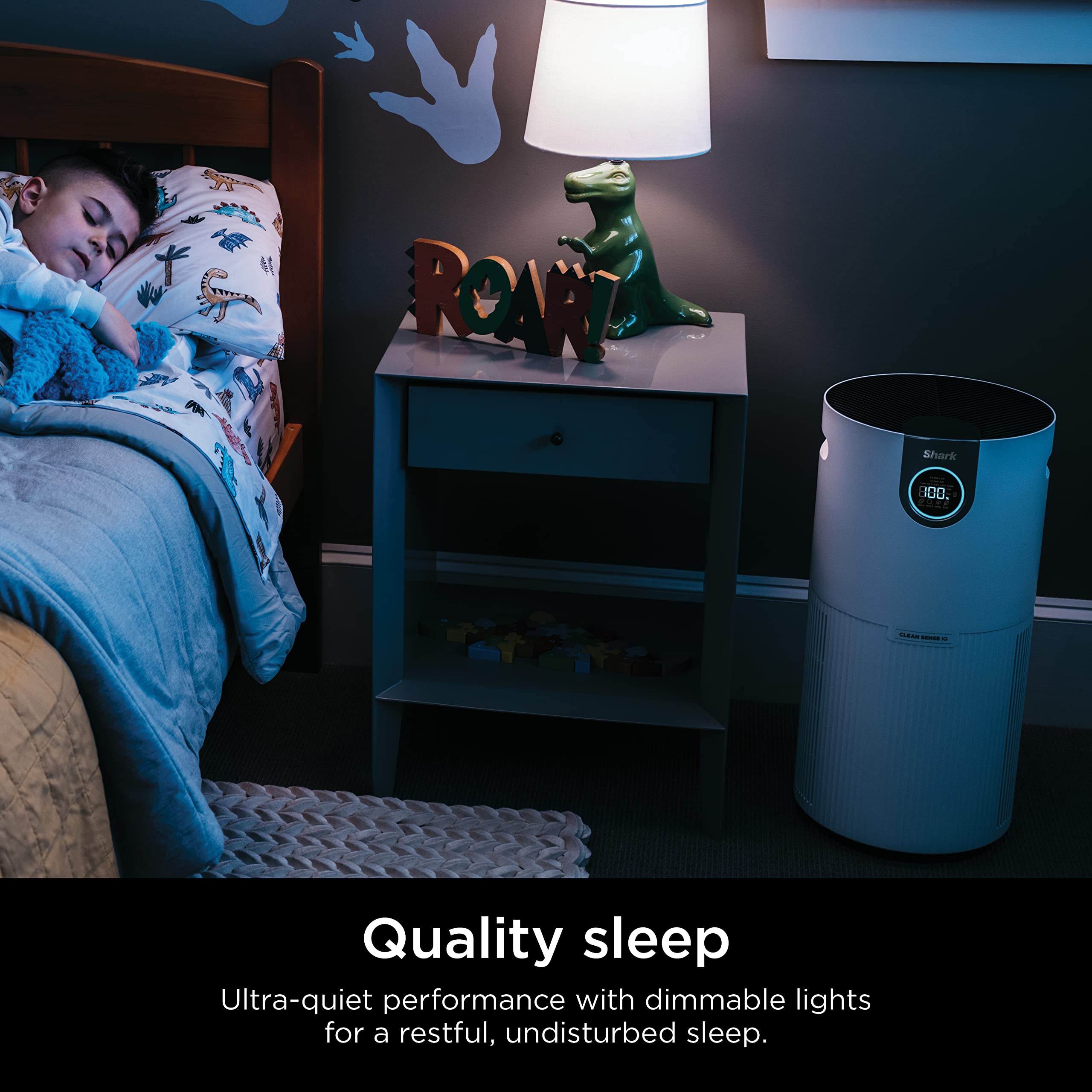 Shark Air Purifier for Home Large Room, Clean Sense Technology, HEPA Air Filter, 1000 Sq Ft, Kitchen, Filters Smoke, Captures 99.98% of Particles, Pet Dander, Pollutants, Dust, Allergens, HP201