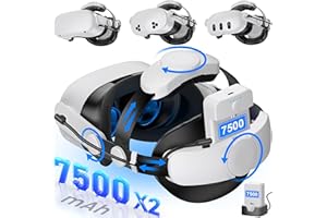 Kawaye for Meta Quest 3S/3/2 Head Strap with 15000mAh (7500 x 2) Hot-Swap Batteries for 6-8H Playtime,Adjustable VR Headset Strap with Large Support Pad Enhanced Support Reduce Pressure-MQ2002