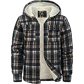 GEEK LIGHTING Men's Flannel Shirts Jacket Sherpa Lined Fleece Plaid Hoodie Long Sleeve Winter Warm Coat