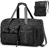 SUIKIHUM Gym Bag for Men Women, 40L Sport Duffel Bag, Anti-Theft Overnight Backpack W/Shoe Compartment for Fitness Travel, Black