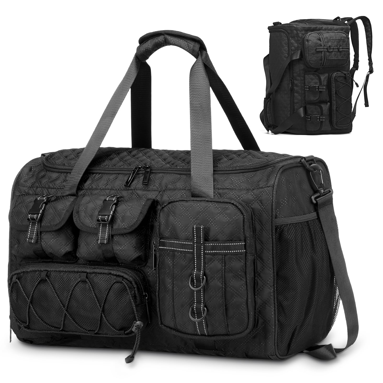 Photo 1 of SUIKIHUM Gym Bag for Men Women, 40L Sport Duffel Bag, Anti-Theft Overnight Backpack W/Shoe Compartment for Fitness Travel, Black