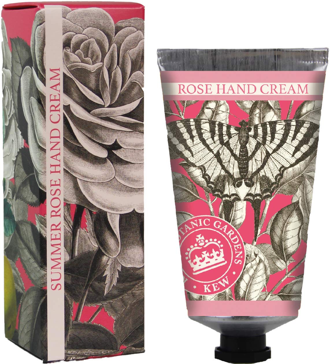 The English Soap Company Kew Gardens Summer Rose Hand Cream - Moisturising Hand Cream with Aloe Vera, Shea Butter & Beeswax, Floral Rose Scent, Cruelty-Free, Recyclable Tube, Made in England - 75ml