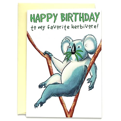 Amazon Com Happy Birthday To My Favorite Herbivore Cute Koala Greeting Card Vegan Birthday Gift Funny Happy Birthday Card Vegetarian Handmade