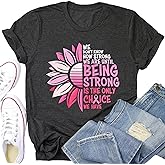 Breast Cancer Shirts Women Breast Cancer Awareness T-Shirts Cancer Survivor Pink Ribbon Short Sleeve Graphic Tee Tops