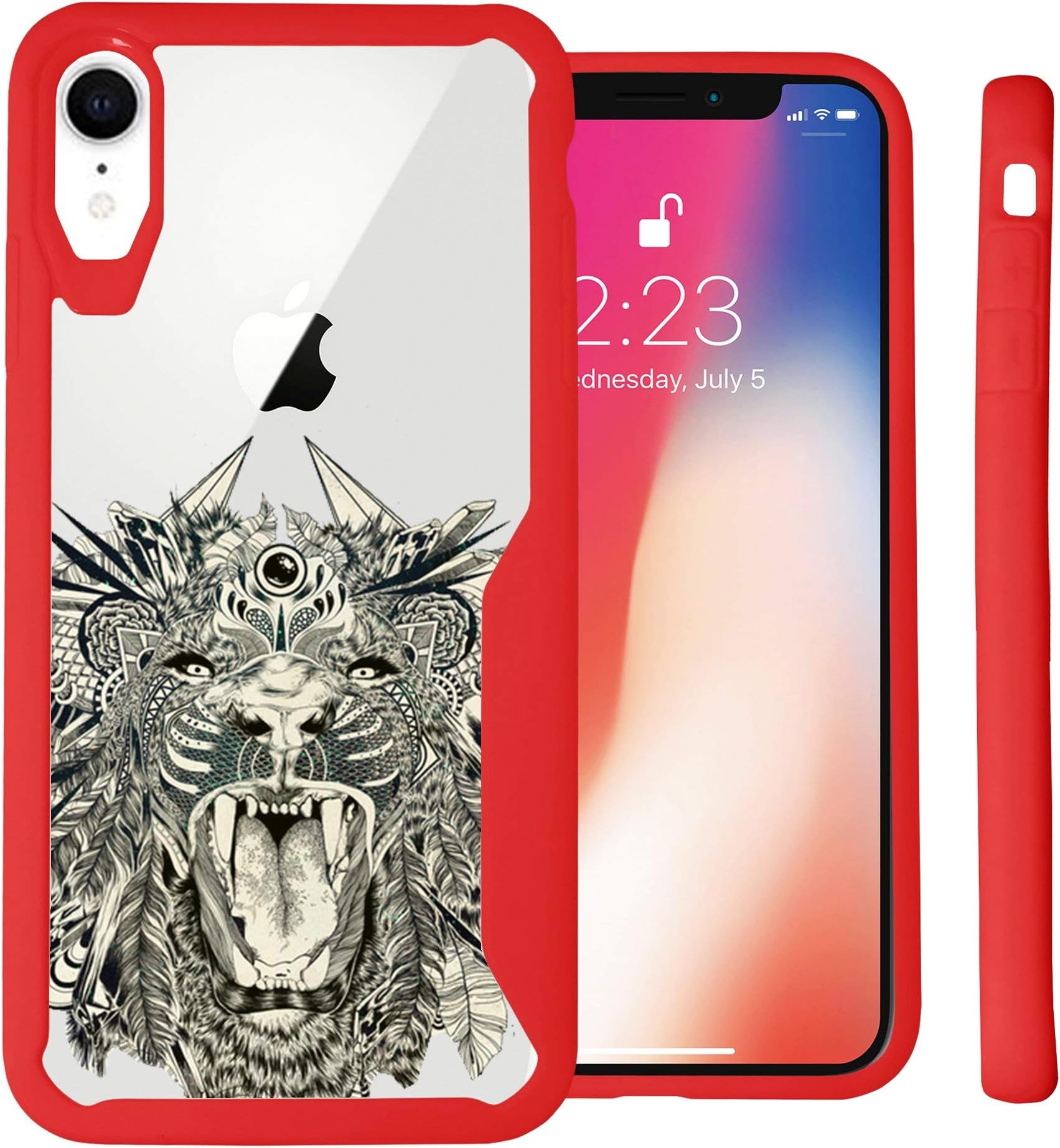 Untouchble Case for Apple iPhone XR (2018) 6.1" Screen Slim Case [Gummy Bumper] iPhone XR Case, Hard Yet Flexible Ultra Thin Flexible Slim Case - Tribal Lion Roar