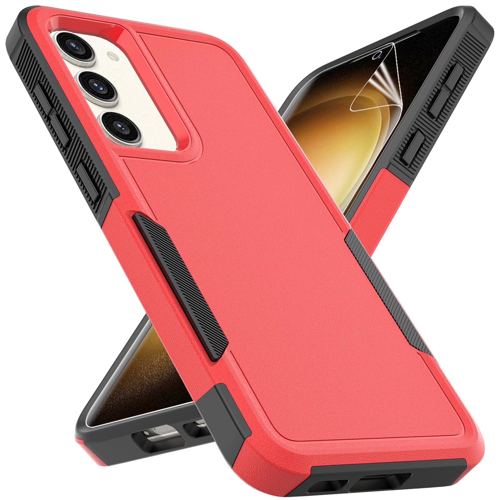 for Samsung Galaxy S23 Plus Case: Dual Layer Protective Heavy Duty Cell Phone Cover Shockproof Rugged with Screen Protector - Military Protection Bumper Tough - Samsung Galaxy S23+ Plus 2023, Red