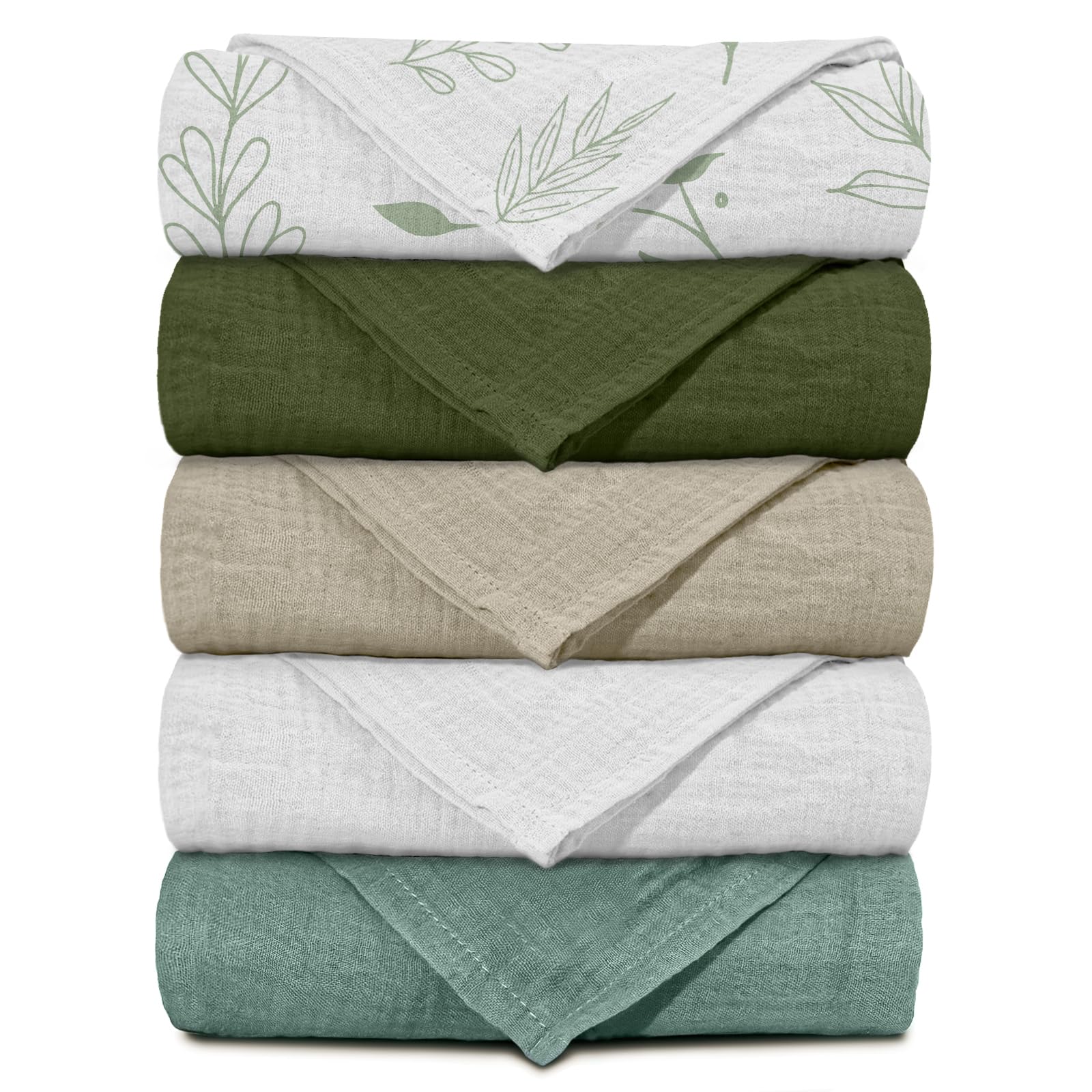 Muslin Cloths for Baby Muslin Squares Swaddle Blankets, Neutral Receiving Blanket Swaddling for Newborn Boys and Girls, 5 Pack Breathable and Skin-Friendly Swaddle Wrap for Infant Baby LMF5006