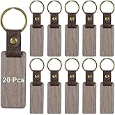 PATIKIL Wood Keychain Blanks Wooden Keychain Blanks Personalized Keychain Tags Small Key Chain Bulk for Laser Engraving
