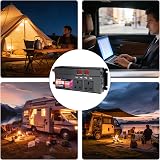 LVYUAN Power Inverter 1200/2400W DC 12V to 240V AC with 3 UK Sockets 4 USB Dual view 6