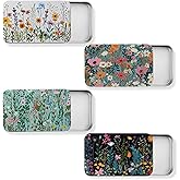 Moxweyeni 4 Pack Dental Floss Portable Case, Refillable Travel Floss Picks Case Dispenser, Cotton Swab Dispenser Suitable for Travel, Dates, Dinners, Hotels and Outdoor Activities(Floral)