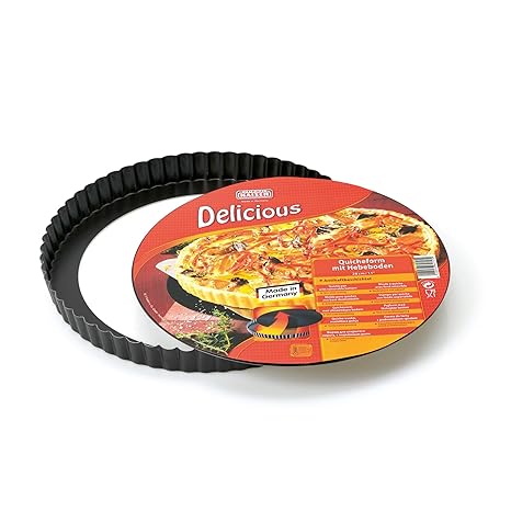 Kaiser Delicious Quicheform mit Hebeboden, 28 cm, antihaftbeschichtet, herausdrückbarer Hebeboden, servierfertig, gleichmäßig