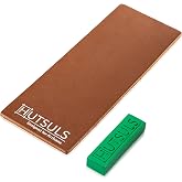 Hutsuls Brown Leather Strop with Compound - Get Razor-Sharp Edges with Stropping Kit, Green Honing Compound &amp; Vegetable Tanned Two Sided Knife Sharpener Step-by-Step Guide Included
