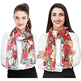 CBC Crown Christmas Scarf - Christmas Theme Candycane, Poinsettia Scarf Accessories, 13" x 60" Inches, Made In Korea