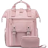 LOVEVOOK Laptop Backpack,Teacher Nurse Work Travel Backpacks Purse for Women, Computer Bag, 17 inch Pink White