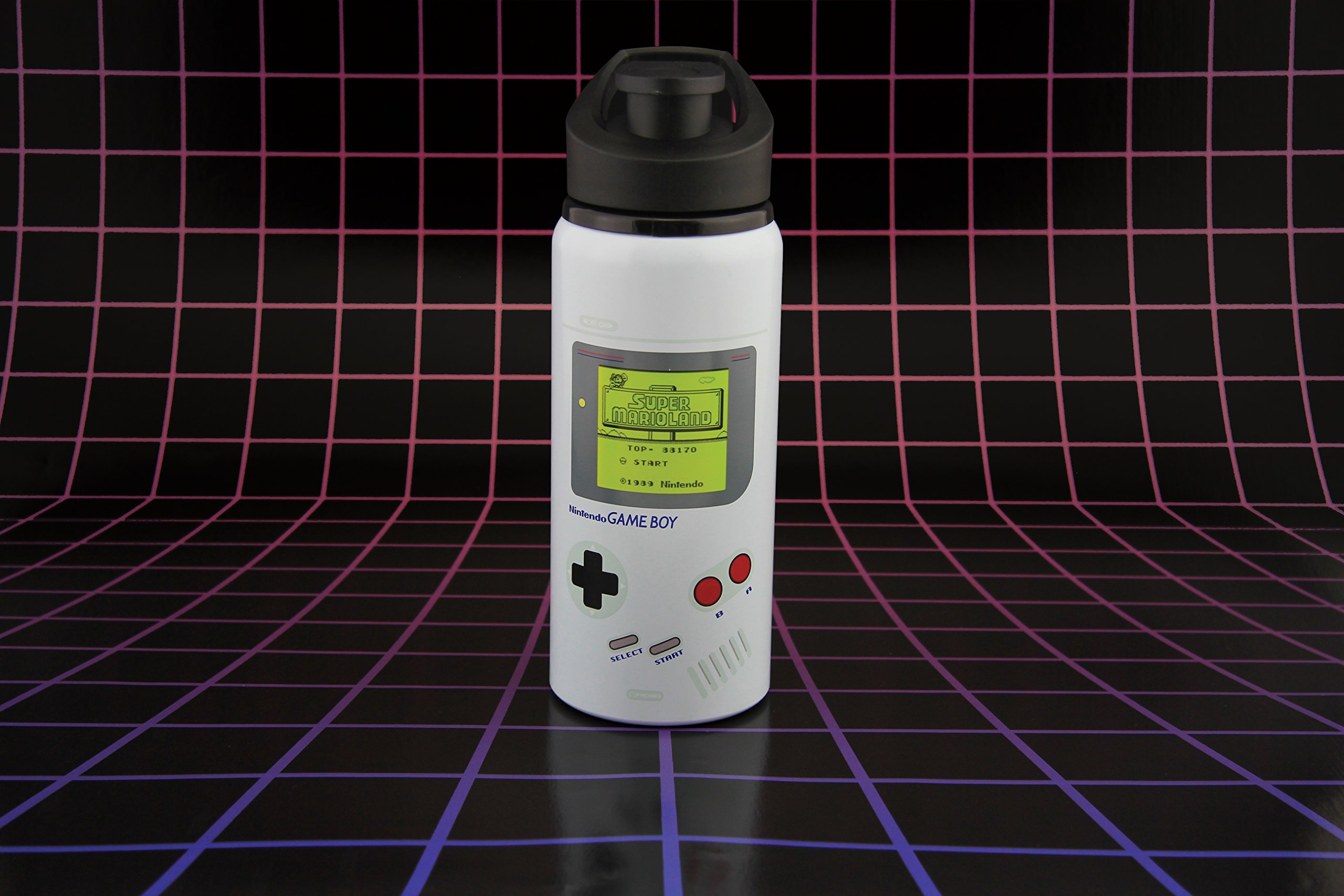 Nintendo Game Boy Metal 600ml Outdoor Water Bottle | Plastic Flip Lid With Spill & Leak Proof Feature | Great For Kids, School, Office, Work & Gym