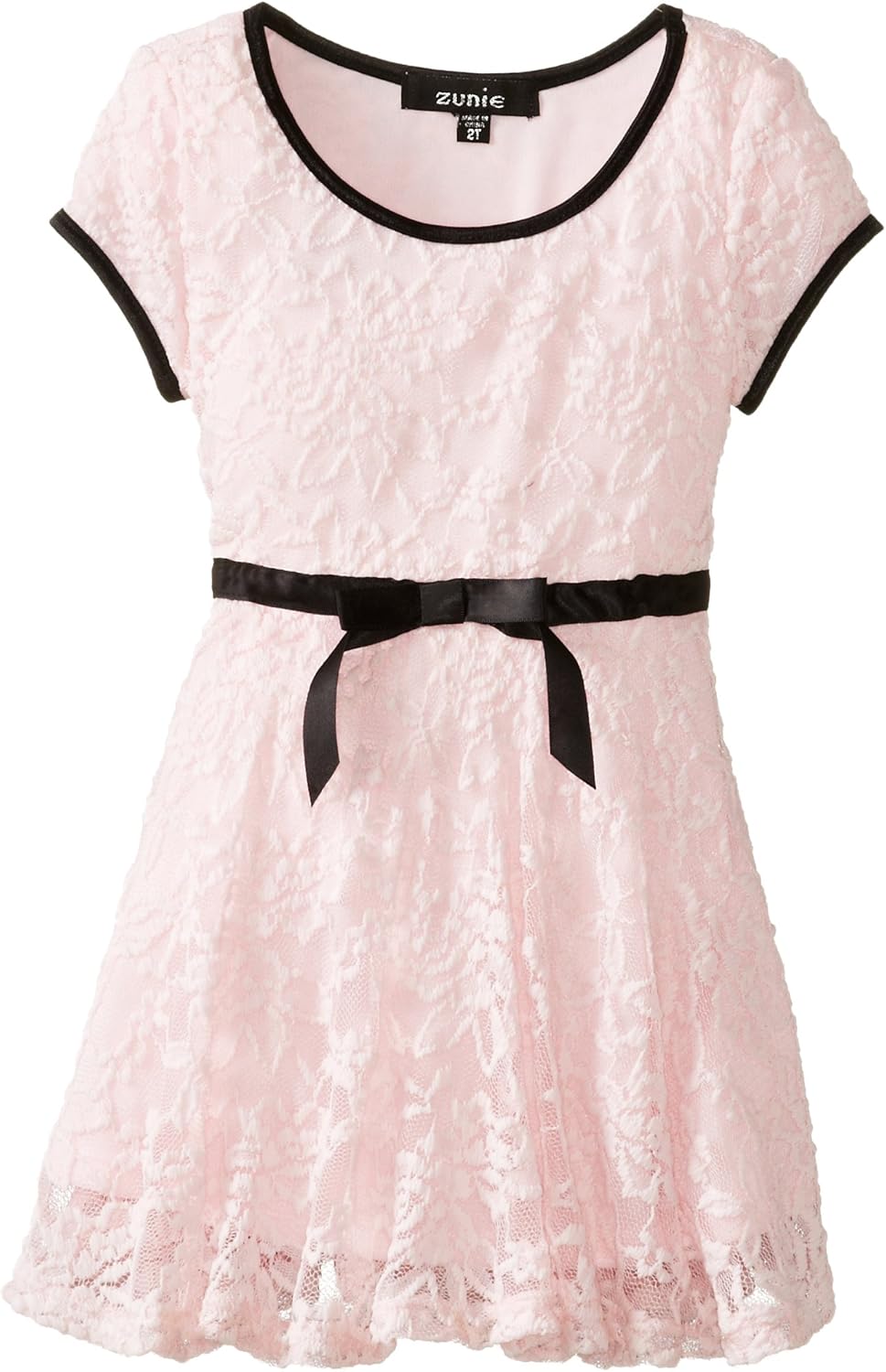 ZUNIE Little Girls' Lace Skater Dress with Contrast Clothing