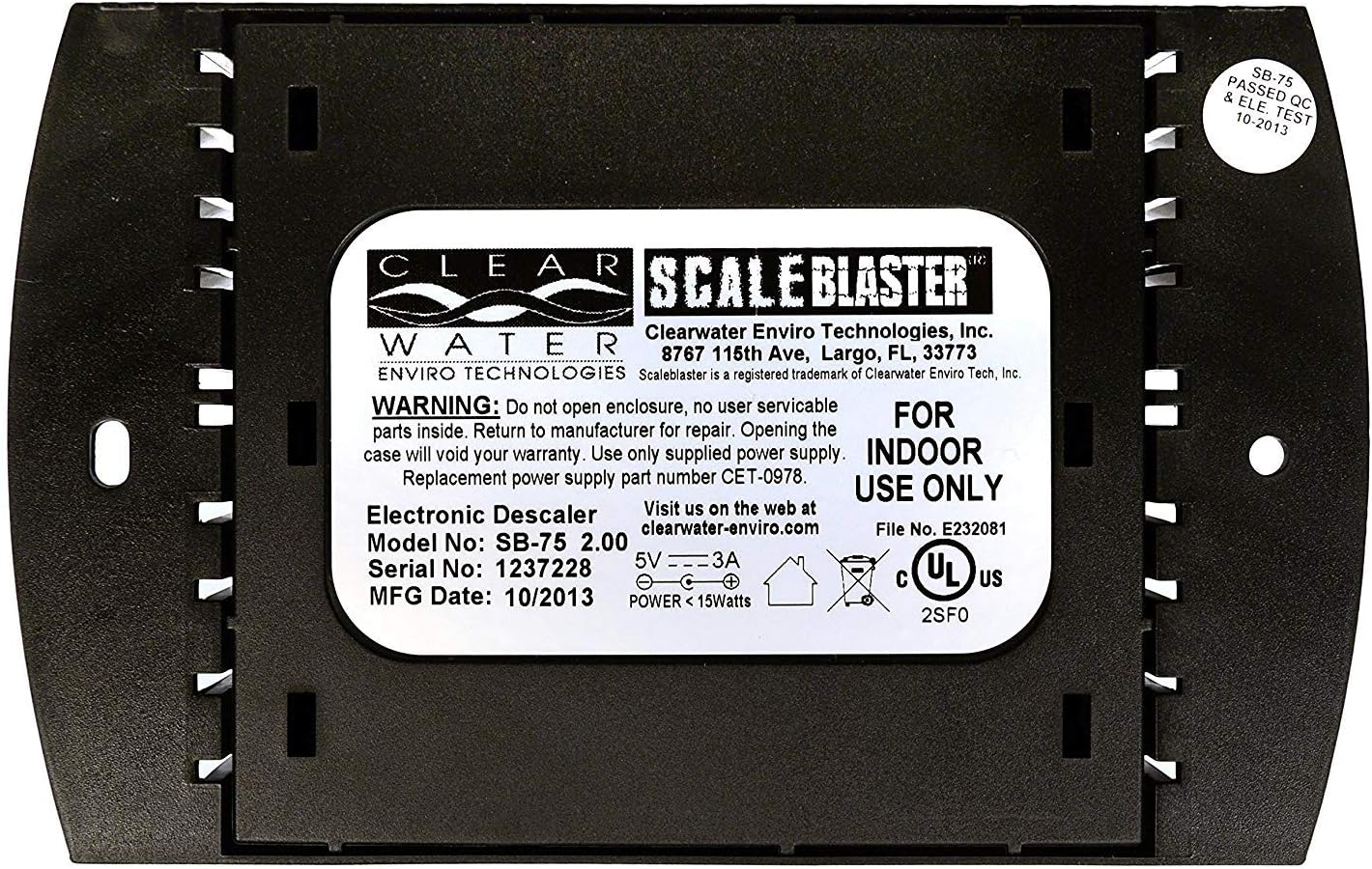 ScaleBlaster SB-75 Scale Blaster Black with Warranty, Sustainable Hard Water Softener Conditioner Descaler, Limescale Remover, Salt and Chemical Free, Made in the USA - - 