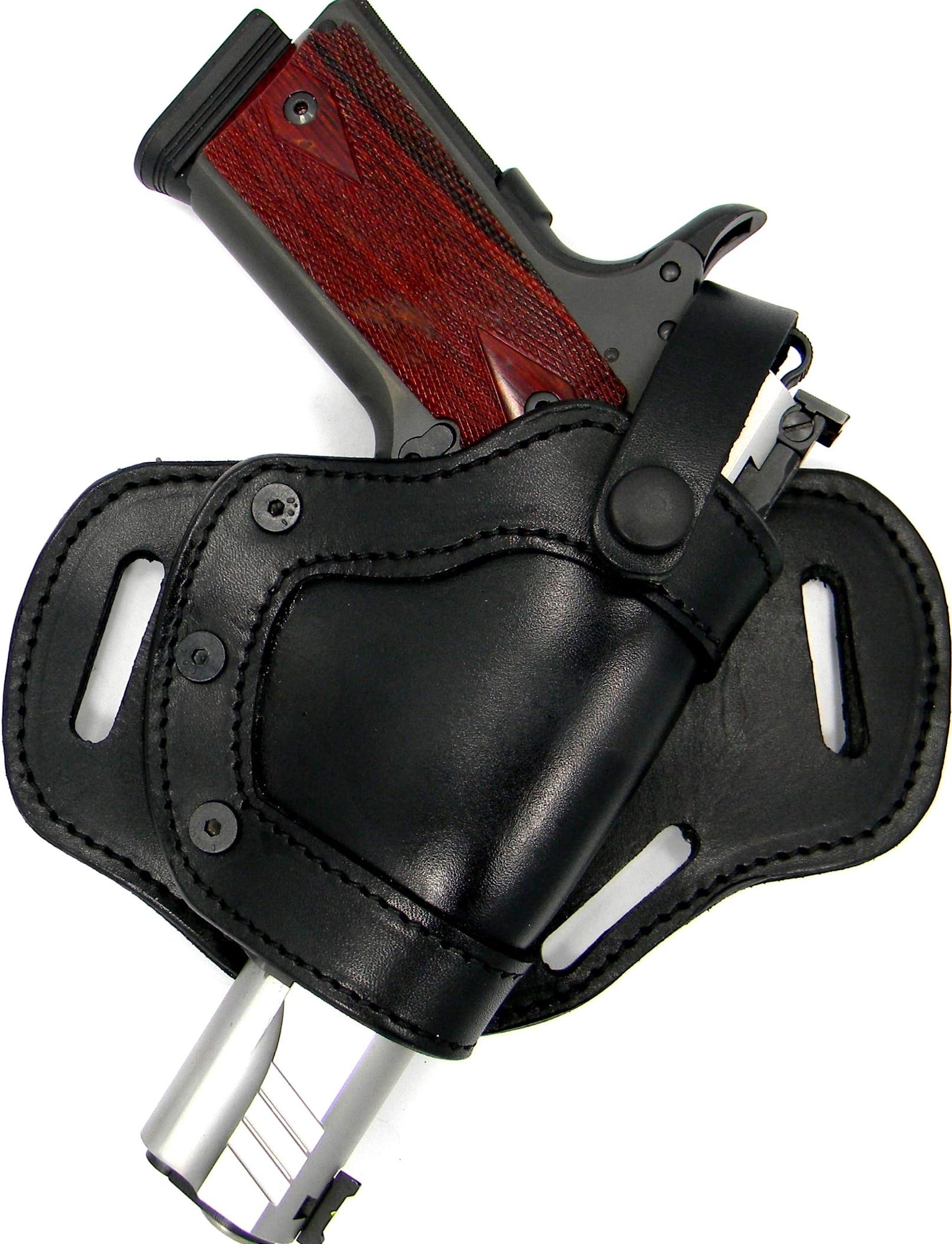 Right Hand Side or Small of Back (SOB) Leather Belt Holster for Any NONRAIL 3" 3.5" 4" 4.25" 5" 1911, Colt Kimber Ruger, etc.