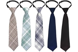 Sucrain 5pcs Boy's Necktie Pre-tied Adjustable Neck Strap Tie for Wedding Graduation School Uniforms
