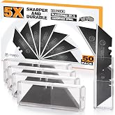 M MEEPO Utility Knife Blades, Never Rust, Blackened SK-5 Steel, 50-Pack | High strength blackened Blades, 5X sharper and durable，Storaged in hard plastic case, Standard size