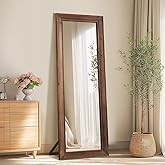 MirrMyst Rustic Farmhouse Full Length Mirror, 64"x21" Wood Frame Floor Mirror, Free Standing Mirror Leaning Wall for Bedroom Living Room Cloakroom, Rustic Brown