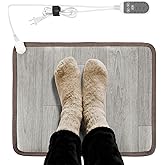 15.7x19.7in Heated Floor Mat - Foot Warmer Under Desk, 110V Electric Heating Pad with 3 Timers & 10 Adjustable Temperatures for Winter Home Office (Gray)