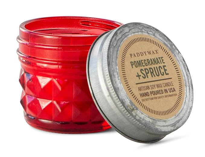 Paddywax Candles Relish Jar Collection Candle, 3Ounce, Red Pomegranate and Spruce Amazon.co.uk