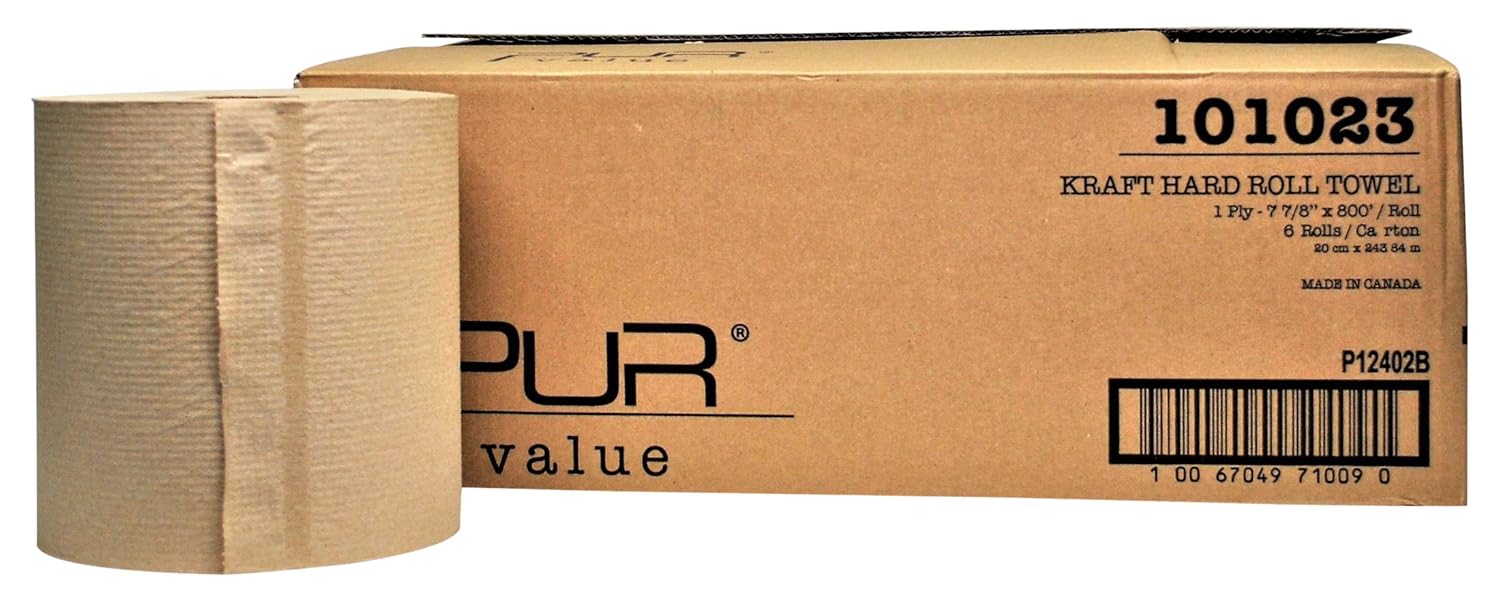 Pur Value 101023 Paper Towels, 8" Width x 800' Length, 2" Core Diameter