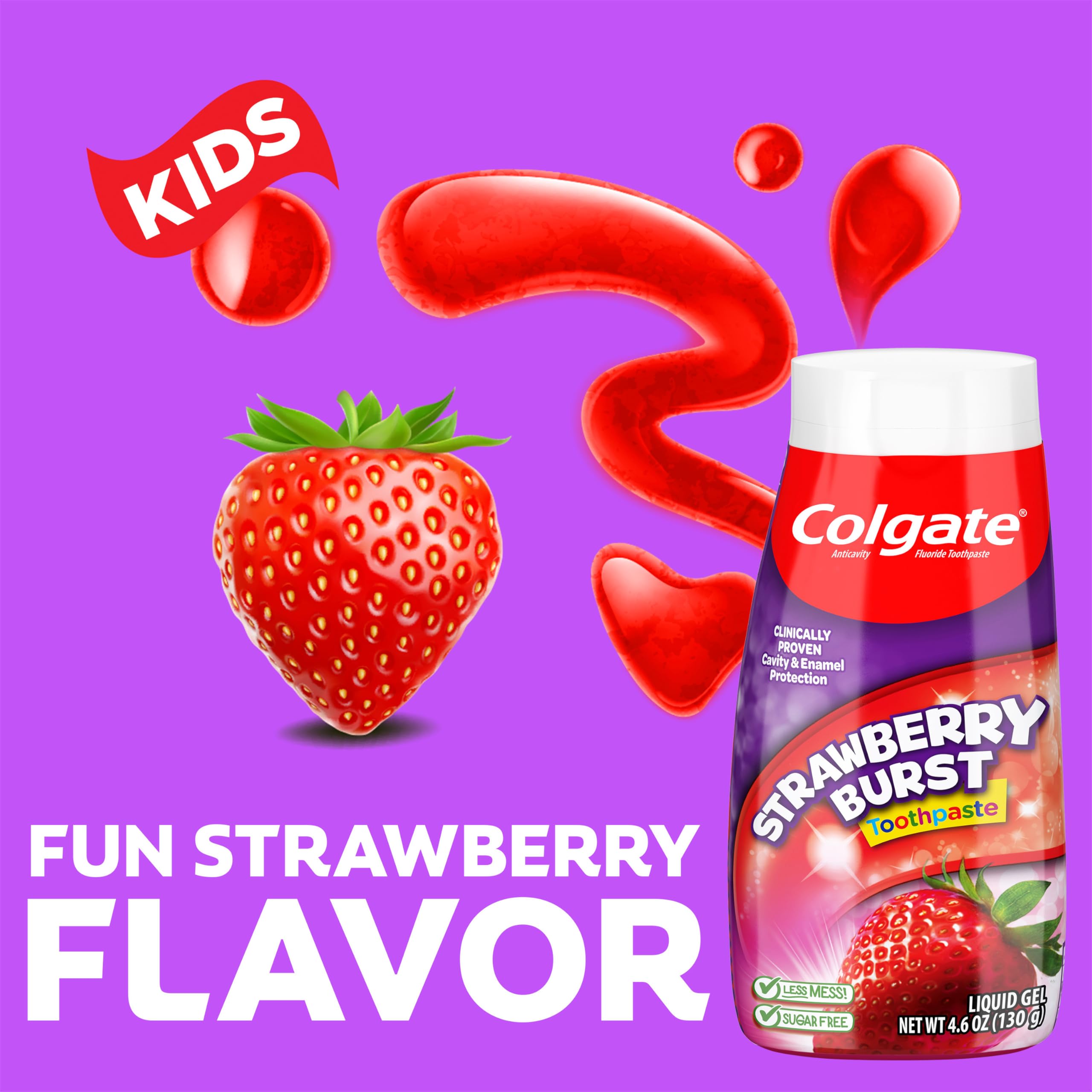Colgate Kids Fluoride Toothpaste, Strawberry Burst, 4.6 oz