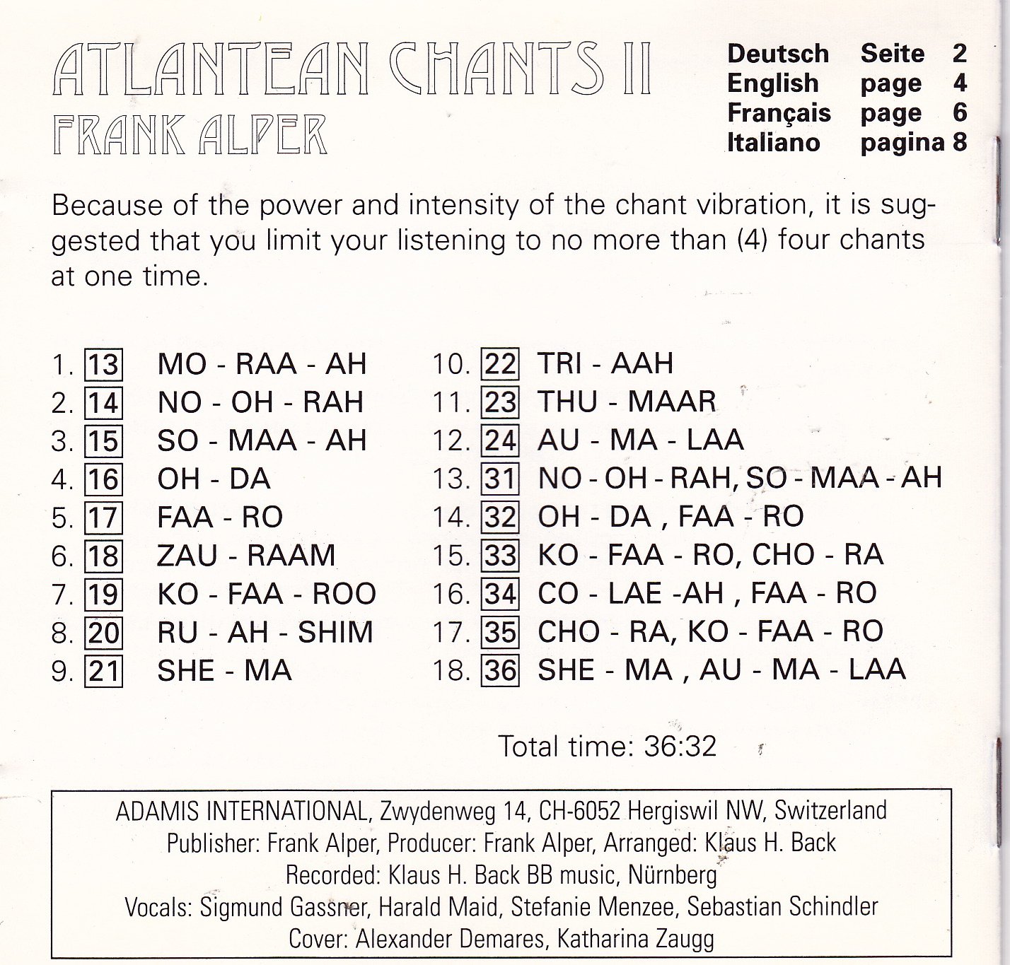 Atlantean Chants 2 Frank Alper Amazon Es Cds Y Vinilos