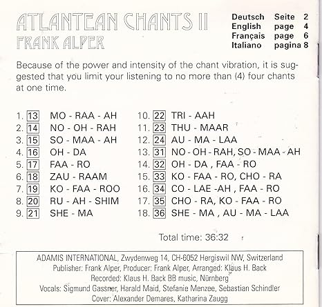 Atlantean Chants 2 Frank Alper Amazon Es Cds Y Vinilos
