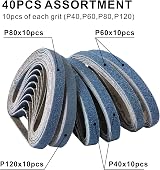 UPWOOD 40pk Sanding Belts 10x330mm 40/60/80/120 Grit Zirconium Corundum 3/8"x13" view 3