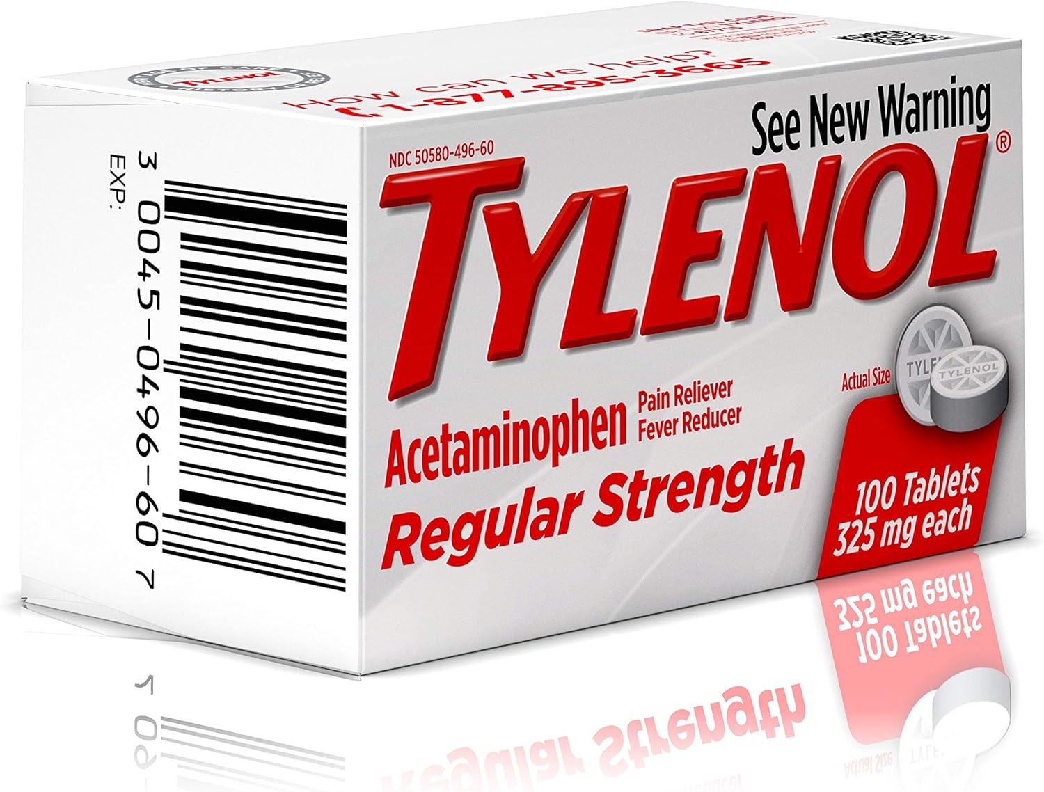 Tylenol Reg Strngth 100'S Size 100ct Tylenol 325 Mg Regular Strength Pain Reliever: Health & Personal Care