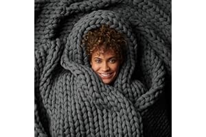 Bearaby Cotton Hand-Knit Weighted Blankets for Adults - Chunky Knit Blanket - Sustainable, Breathable, Organic, Cooling Weighted Blanket - Machine Washable (Asteroid Grey, 15 lbs, 40"x72")