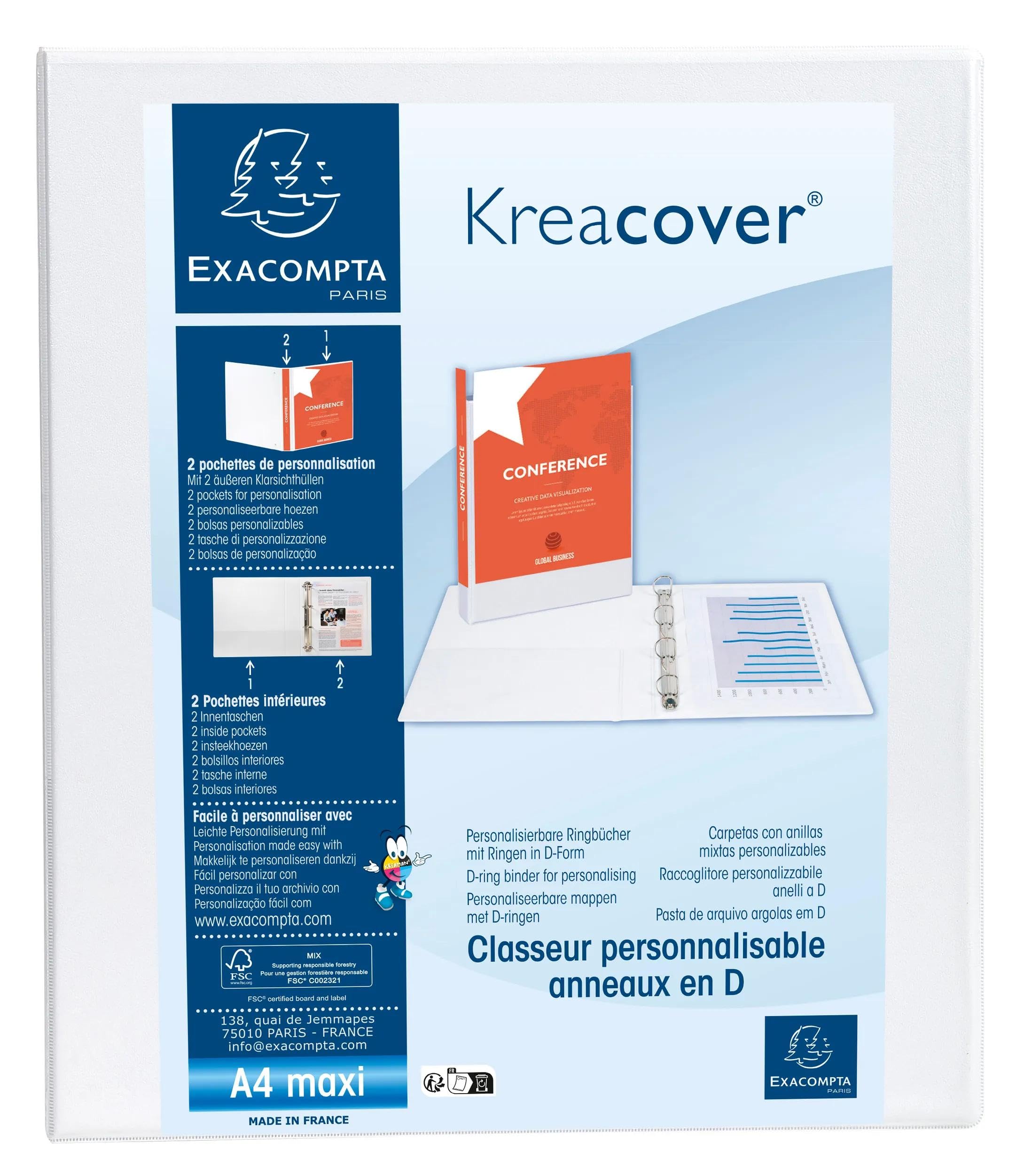 Exacompta 51826E 25 mm D-Ring Binder - White (Pack of 10)
