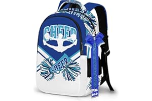 PAXIAROY Cheer Backpack with Glitter Cheerleader Keychain, Cheer Pin Strap for Backpack, Cheerleading Gifts for Team Women (Navy Blue)