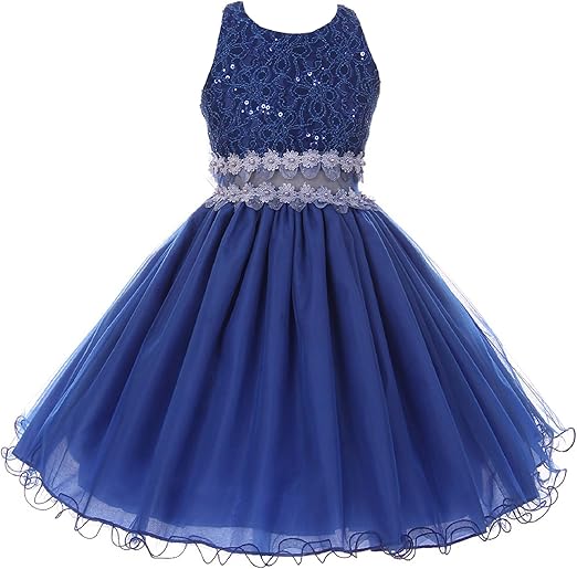 Dreamer Sleeveless Glitter Floral Waistline Pageant Flower