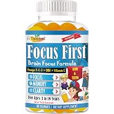 Focus Supplement for Kids &amp; Teens, Focus Gummies for Teens, Omega 3 DHA for Memory, Concentration and Attention, Brain Supplements Children Focus Gummies, 60 Count